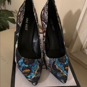 Nine West Black and Blue Stiletto Heels